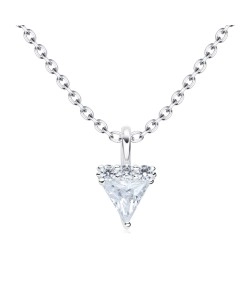 Triangle Crystal Shaped Silver Necklace SPE-4828